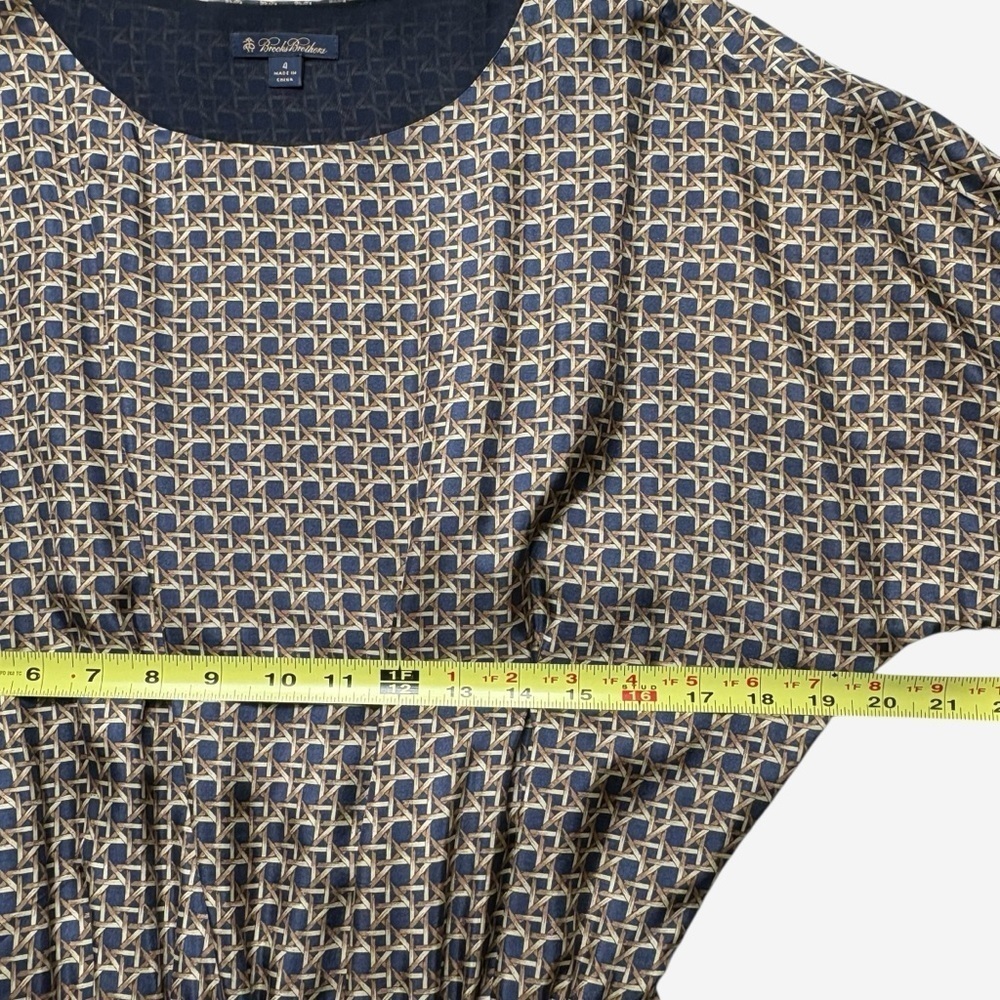 Brooks Brothers Pure Silk Rattan Geometric Print Dress Size 4 Silk Lined Belted - Picture 8 of 13